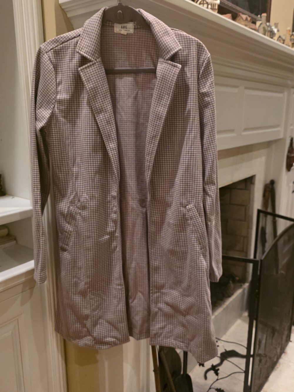 Have Mauve Gingham Open Blazer Coat